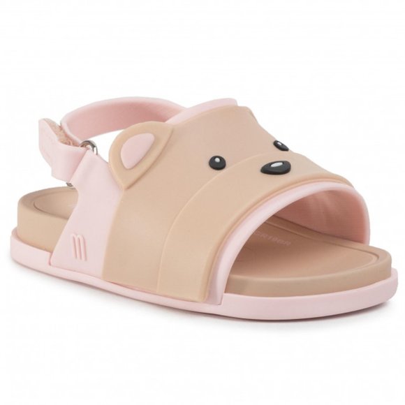 Mini Melissa Other - Mini Melissa Girls' Sandals BEIGE - Beige & Pink Bear Mini Melissa Beach Sandal